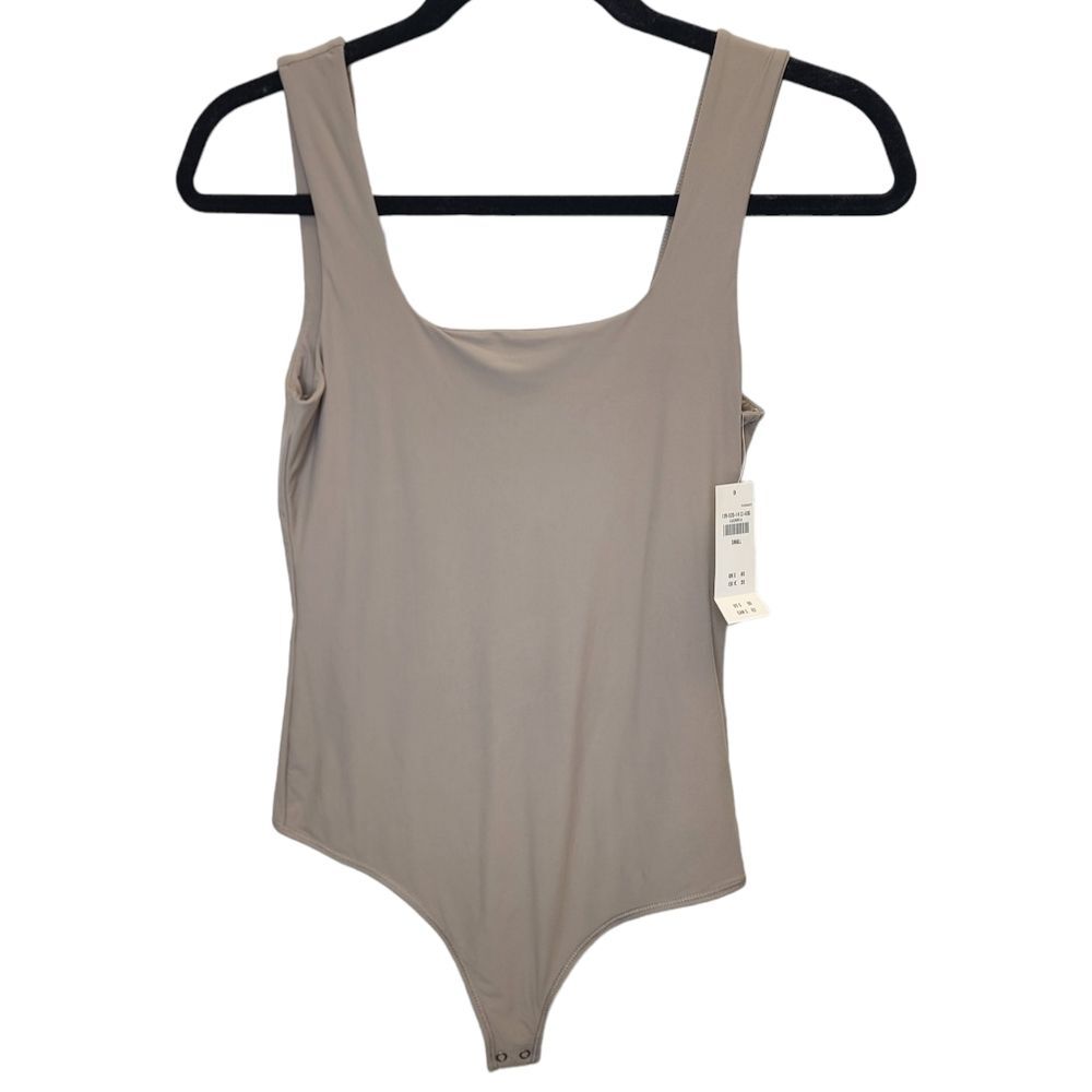 NWT Abercrombie & Fitch Soft Matte Seamless Squareneck Stone Bodysuit S